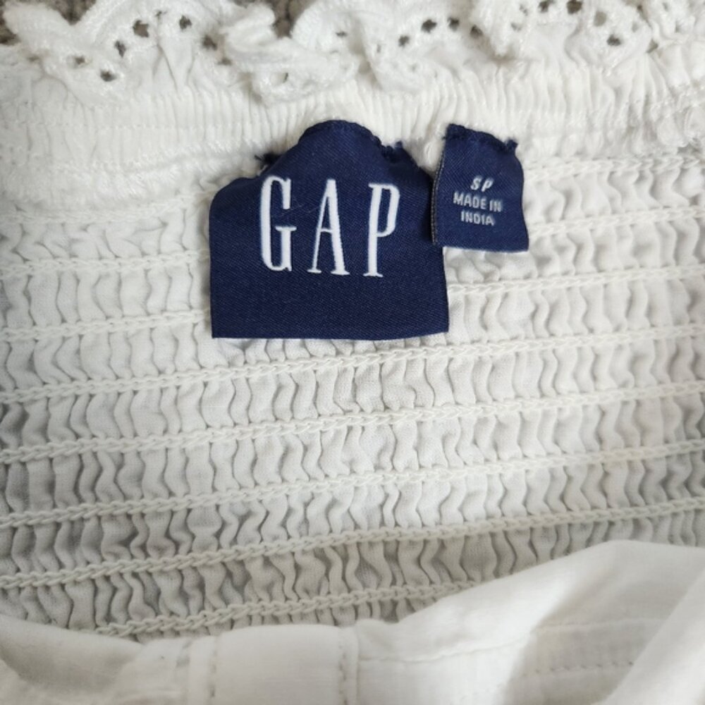 Gap White Peasant Eyelet Puff Sleeve Cotton Dress Size Small - Picture 14 of 15